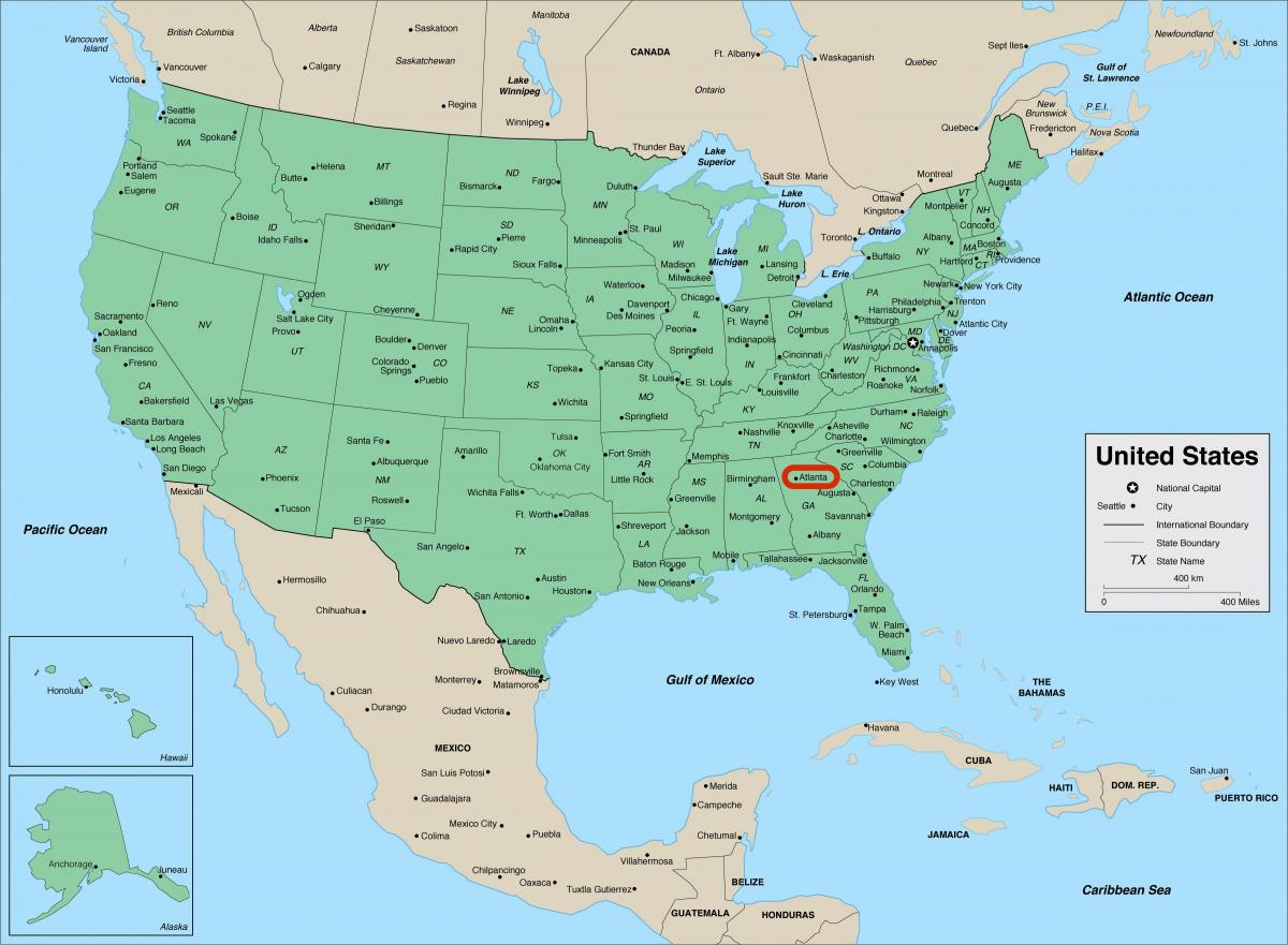 ジョージア州アトランタ - アメリカ地図